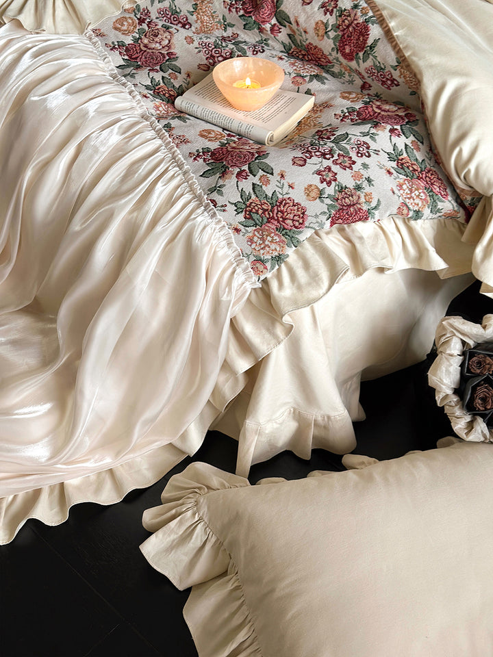 Princess Romantic Floral Cotton Ruffled Duvet Cover