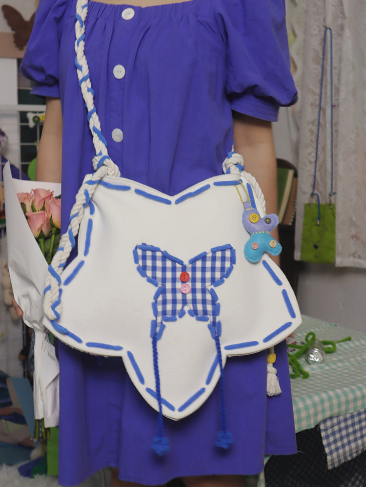 Star-Shaped Butterfly Appliqué Crossbody Bag