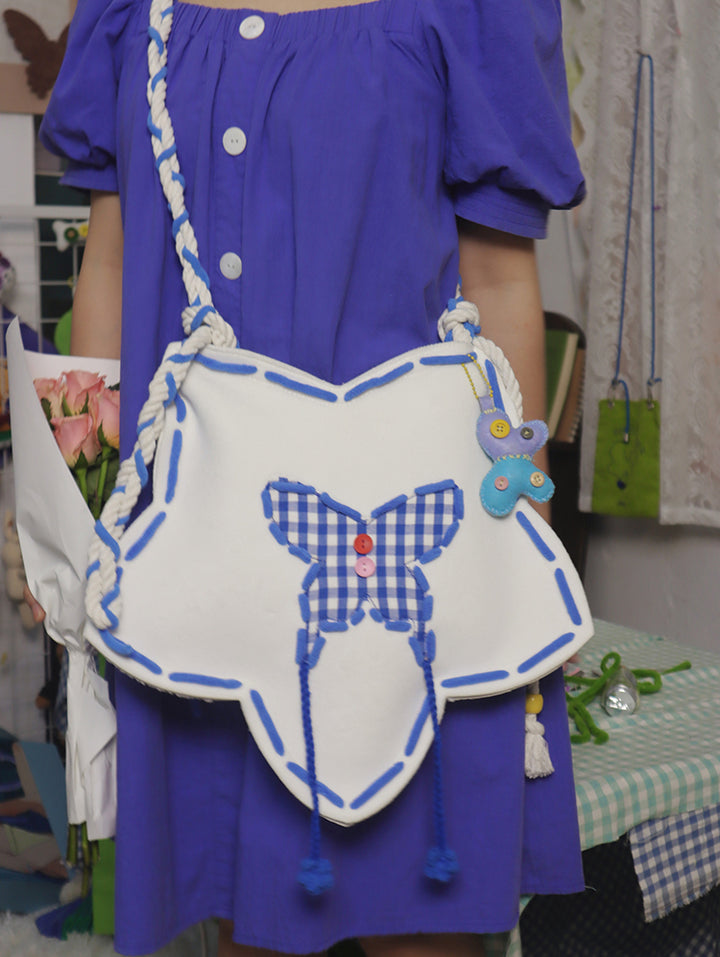 Star-Shaped Butterfly Appliqué Crossbody Bag