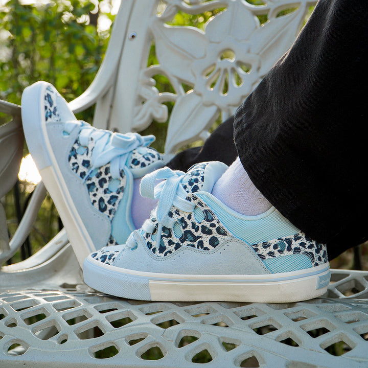 Icy Blue Leopard Print Puffer Shoes