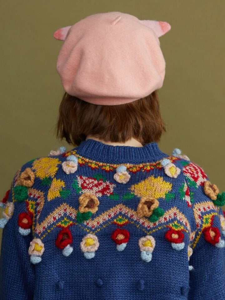 Pink Piggy Handmade Wool Beret