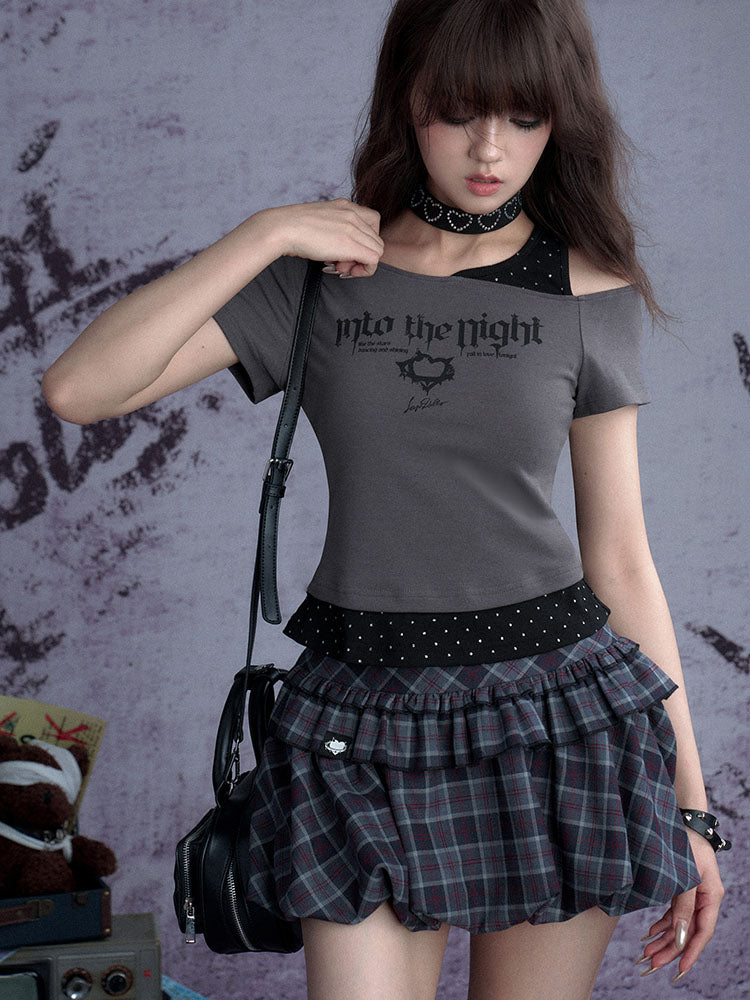 Asymmetric Layered Gothic Graphic Top
