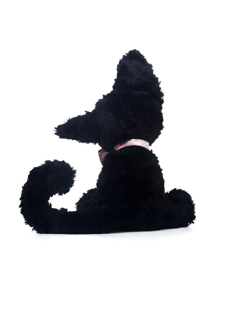 Gothic Black Cat Bow Plush Toy