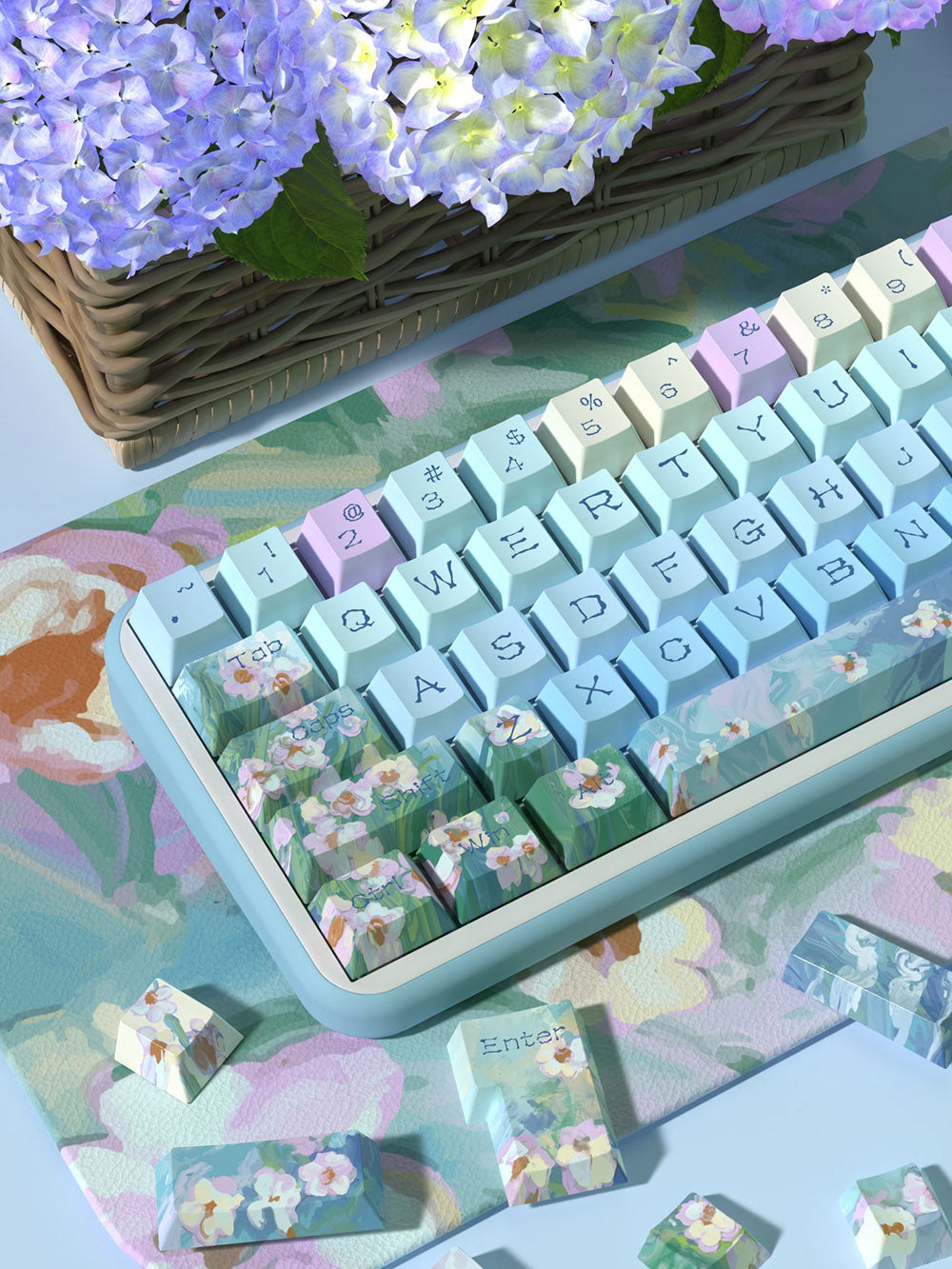 Cute Daisy Theme Keycaps Set for Mechanical Keyboards