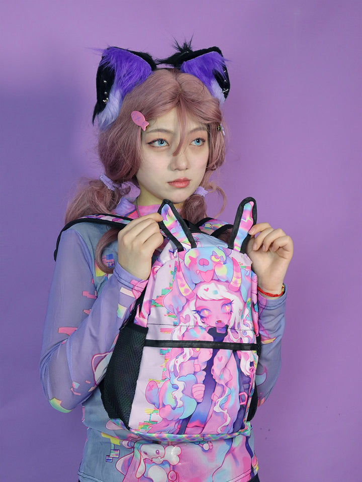 Pastel Anime Graphic Long Sleeve Top