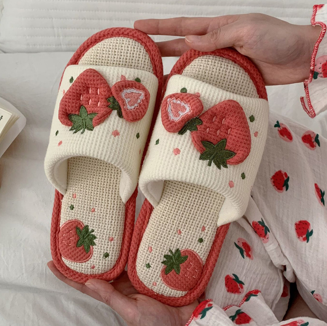 Cute Strawberry Linen Sandals
