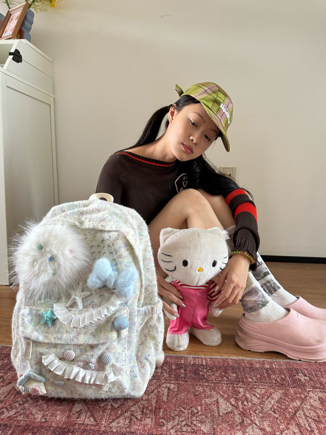 Pastel Floral Tweed Backpack