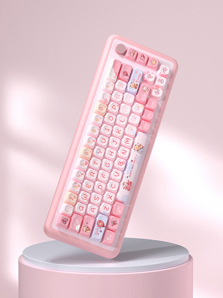 Cute Pink Cotton Candy Keycaps Set for Mechanical Keyboards