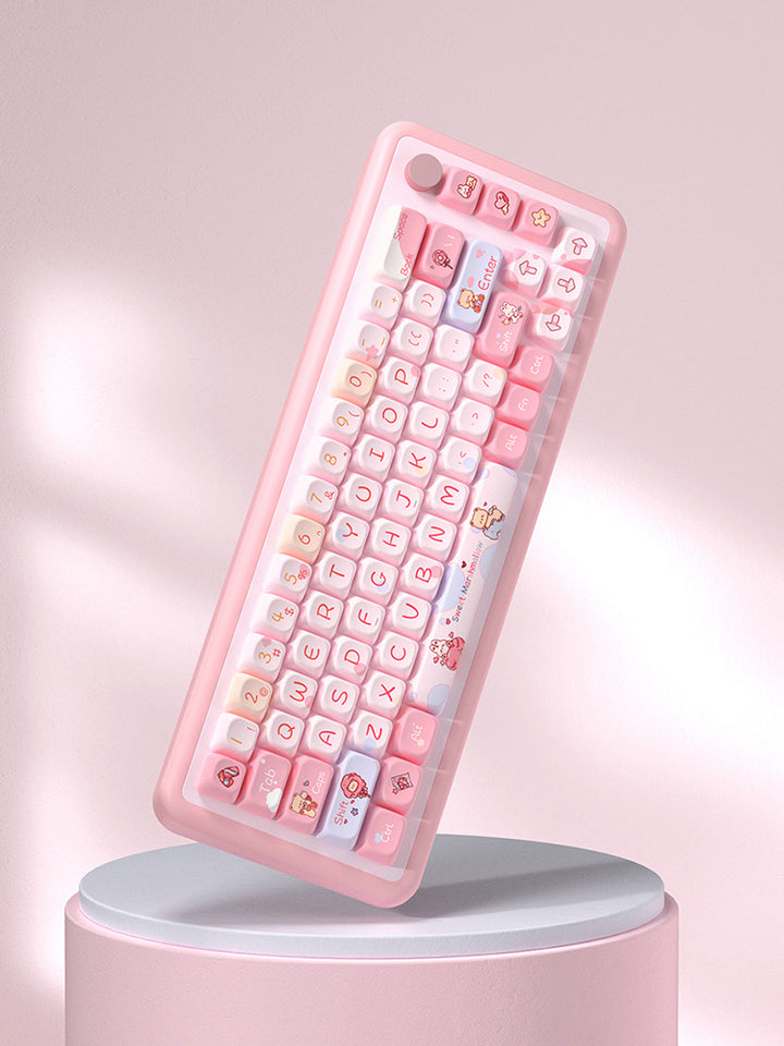 Cute Pink Cotton Candy Keycaps Set for Mechanical Keyboards