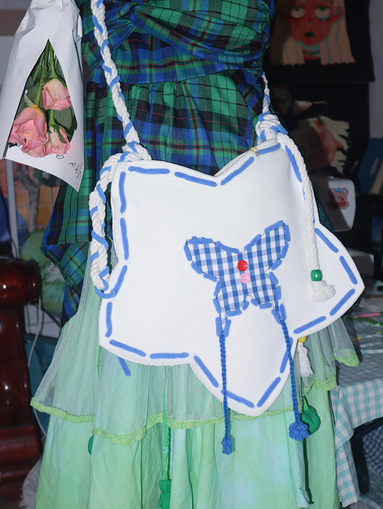 Star-Shaped Butterfly Appliqué Crossbody Bag