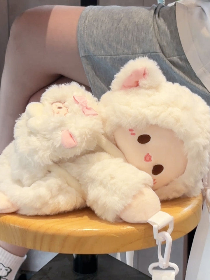 White Lamb Plush Crossbody Bag