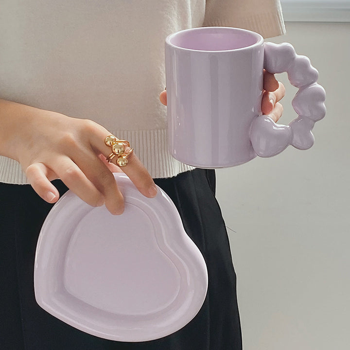 Heart Shaped Ceramic Mug and Plate