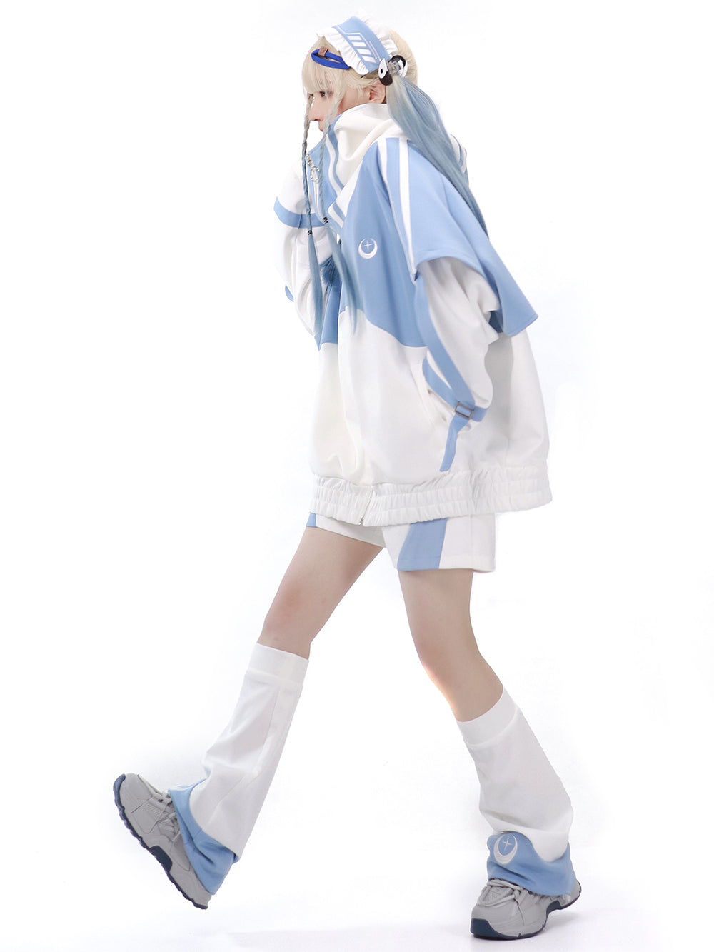 Starwave Signal Cyber Y2K Hooded Jacket Shorts Leg Warmers Headband
