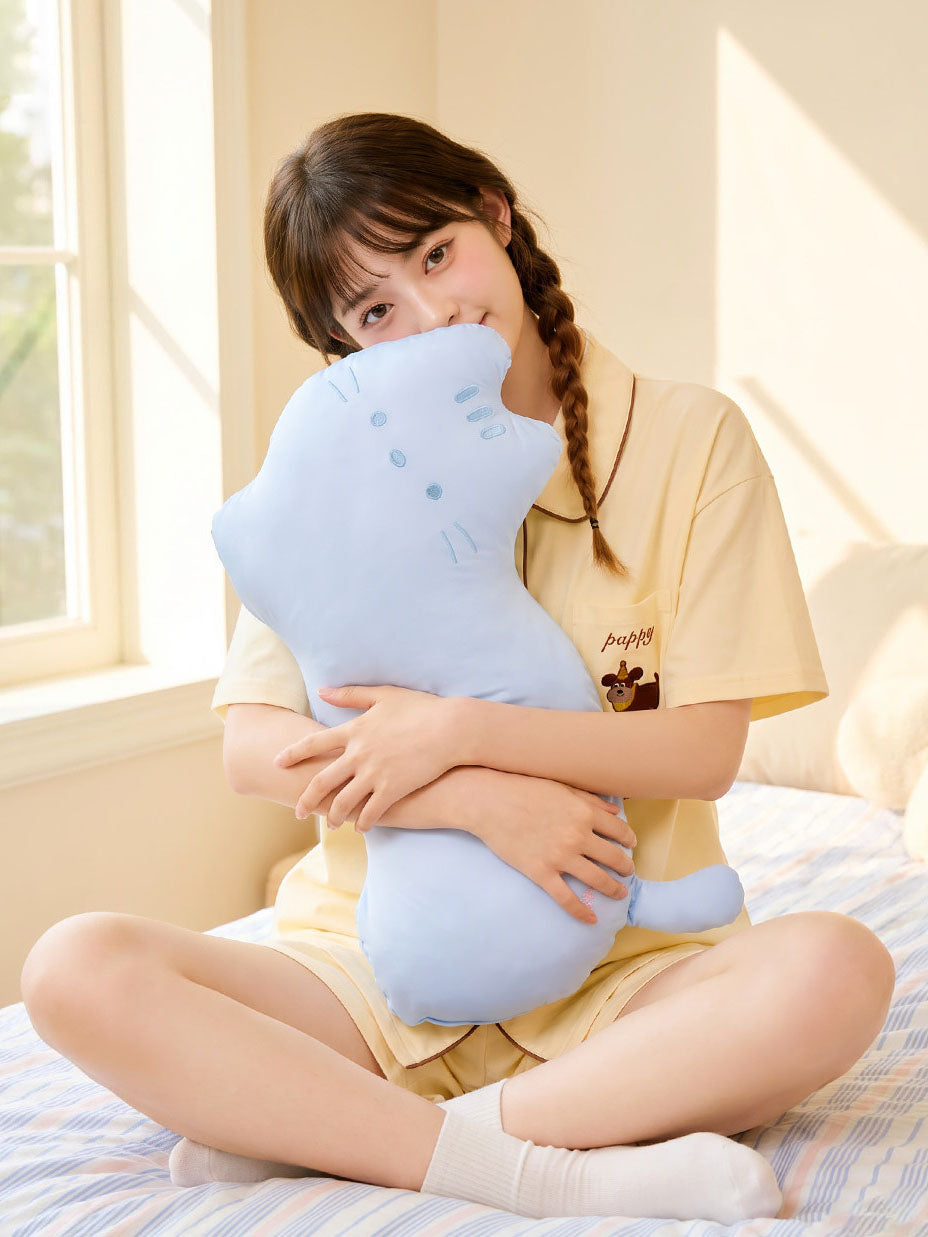 Long Cat and Puppy Plush Pillow