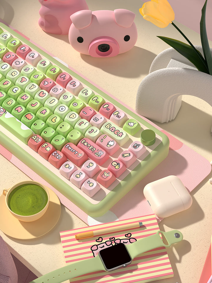 Cartoon Pig Theme MCA Profile Keycaps for Mechanical Keyboards