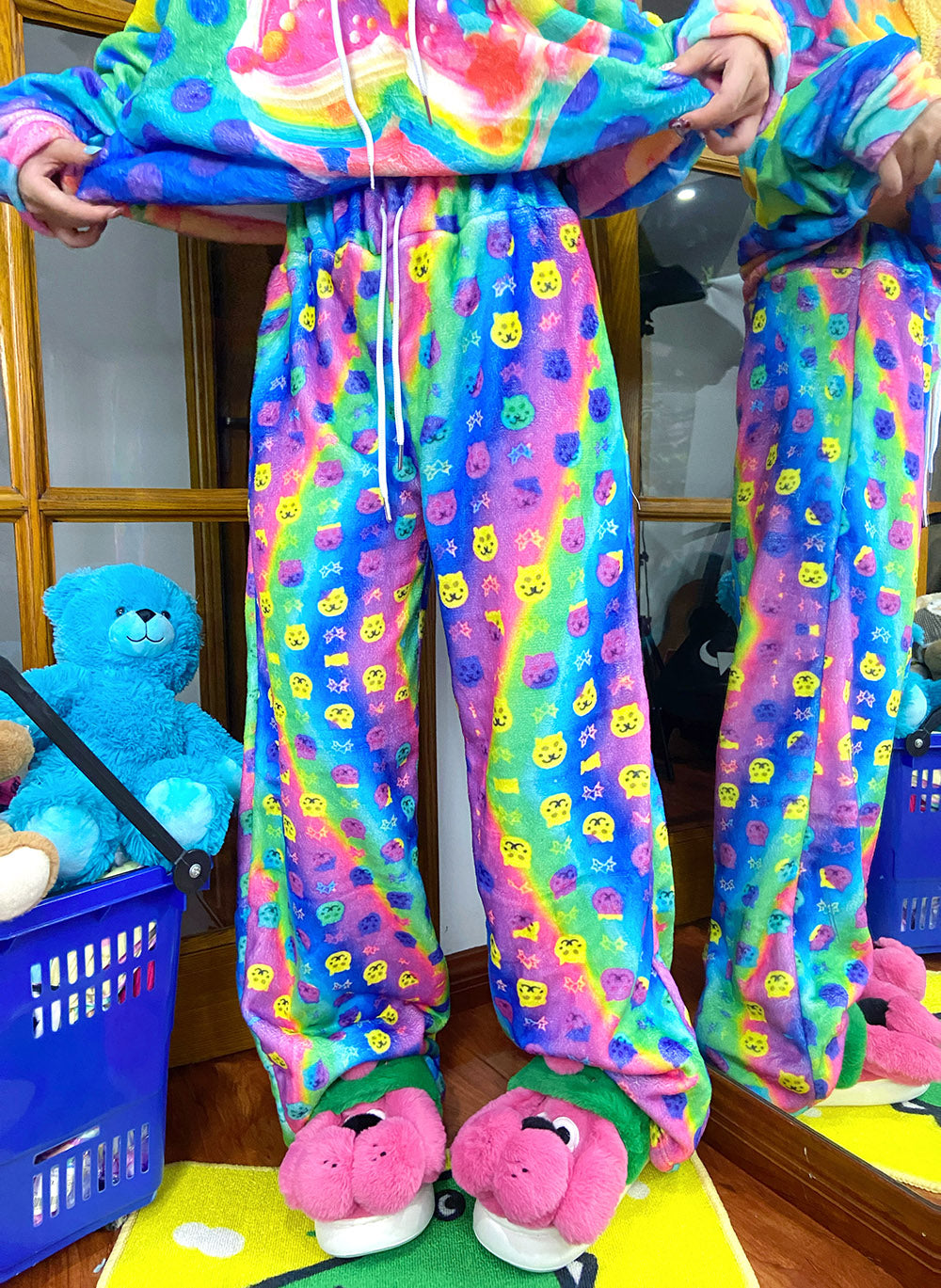 Rainbow Cat Star Plush Lounge Pants