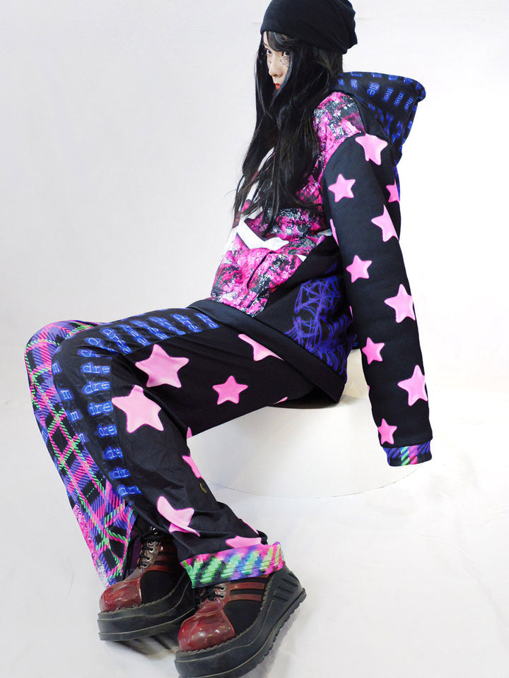 Y2K Pink Star Plaid Wide Leg Pants