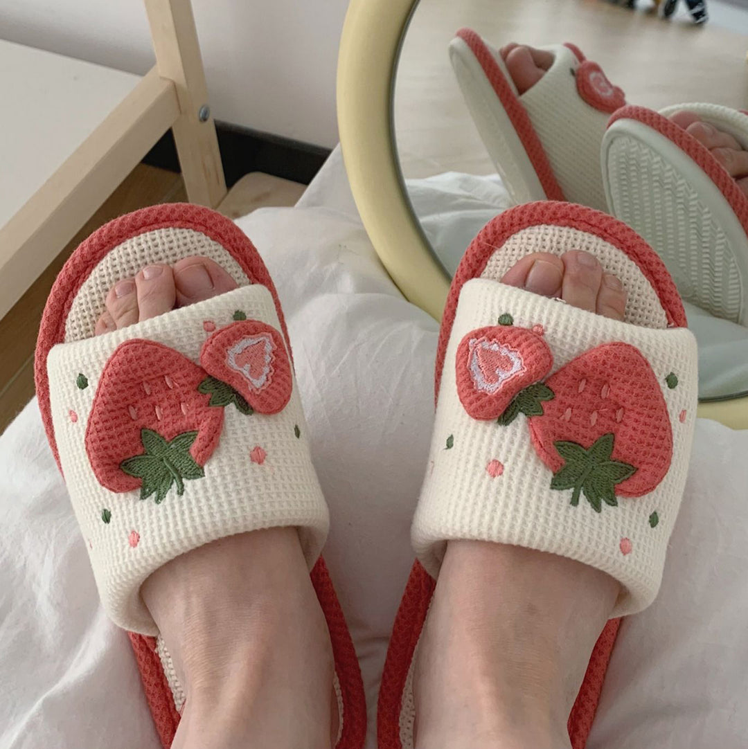 Cute Strawberry Linen Sandals