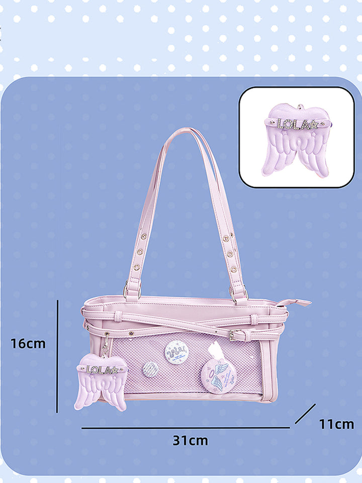 Y2K Angel Wing Long Barrel Ita Shoulder Bag