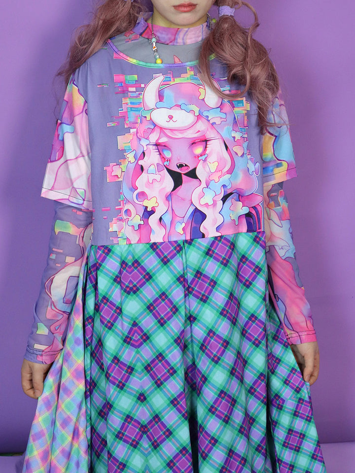 Pastel Anime Graphic Long Sleeve Top
