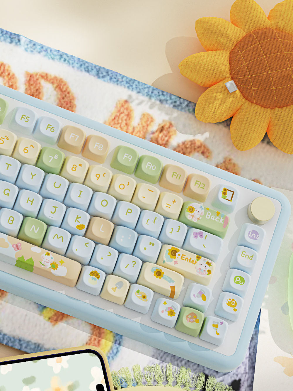 Sunflower Theme Keycaps for Mechanical Keyboards