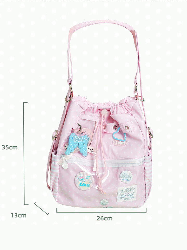 2-Way Convertible Star Print Drawstring Ita Bag