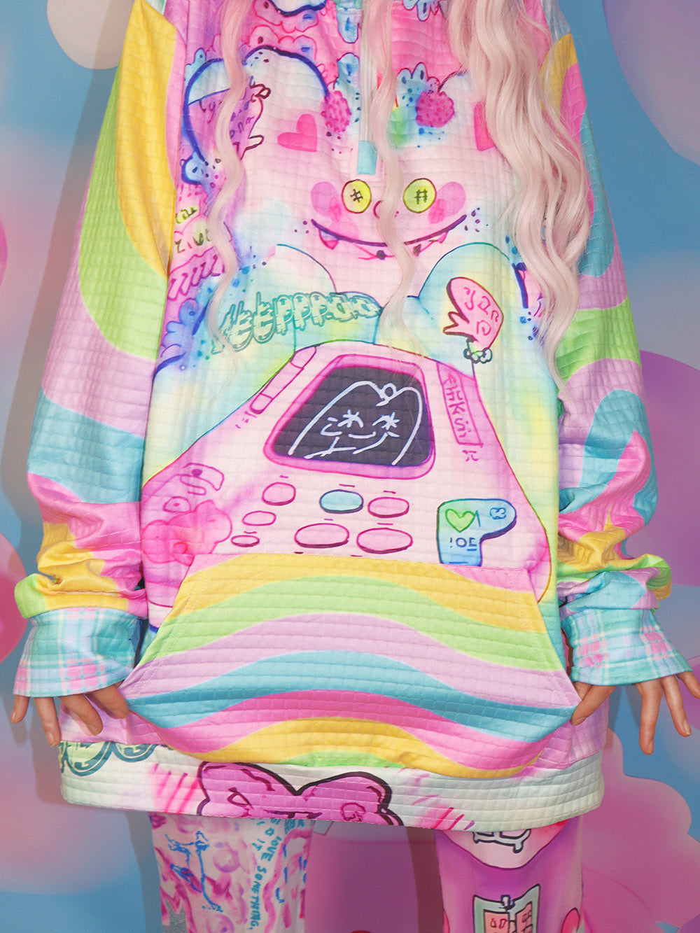 Pastel Cartoon Phone Quarter Zip Sweatshirt