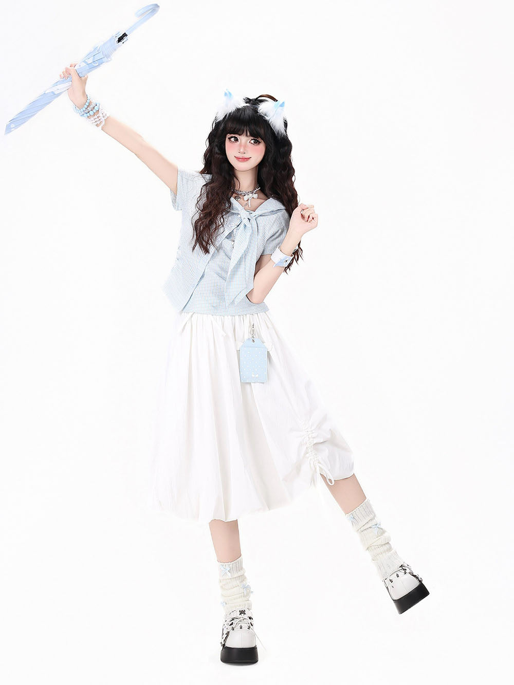 Pastel Plaid Sailor Bow Shirt