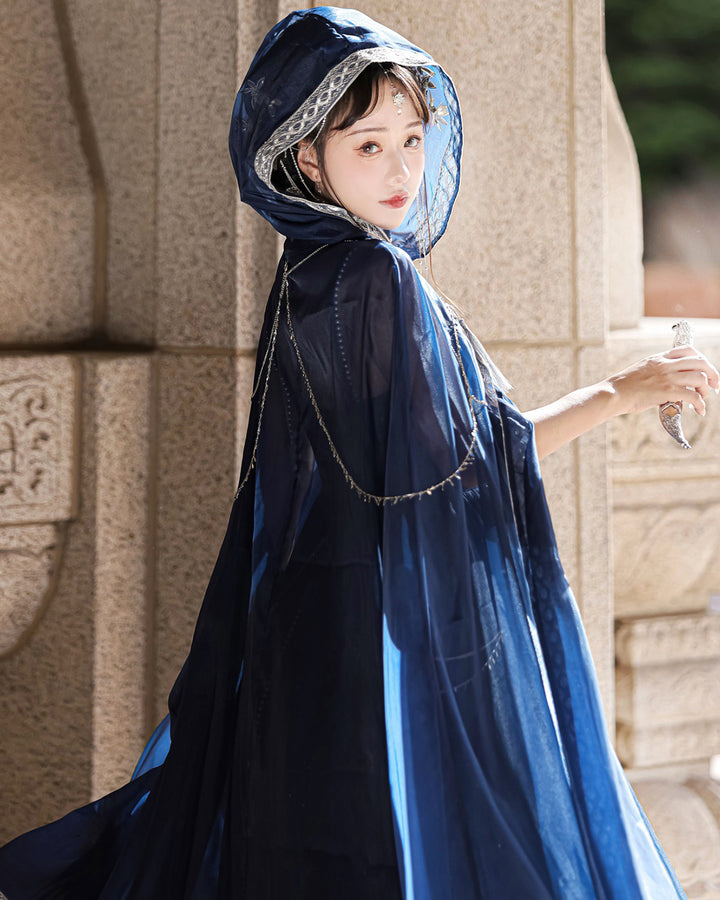 Eternal Day Priestess Blue Cloak Dress with Accessories