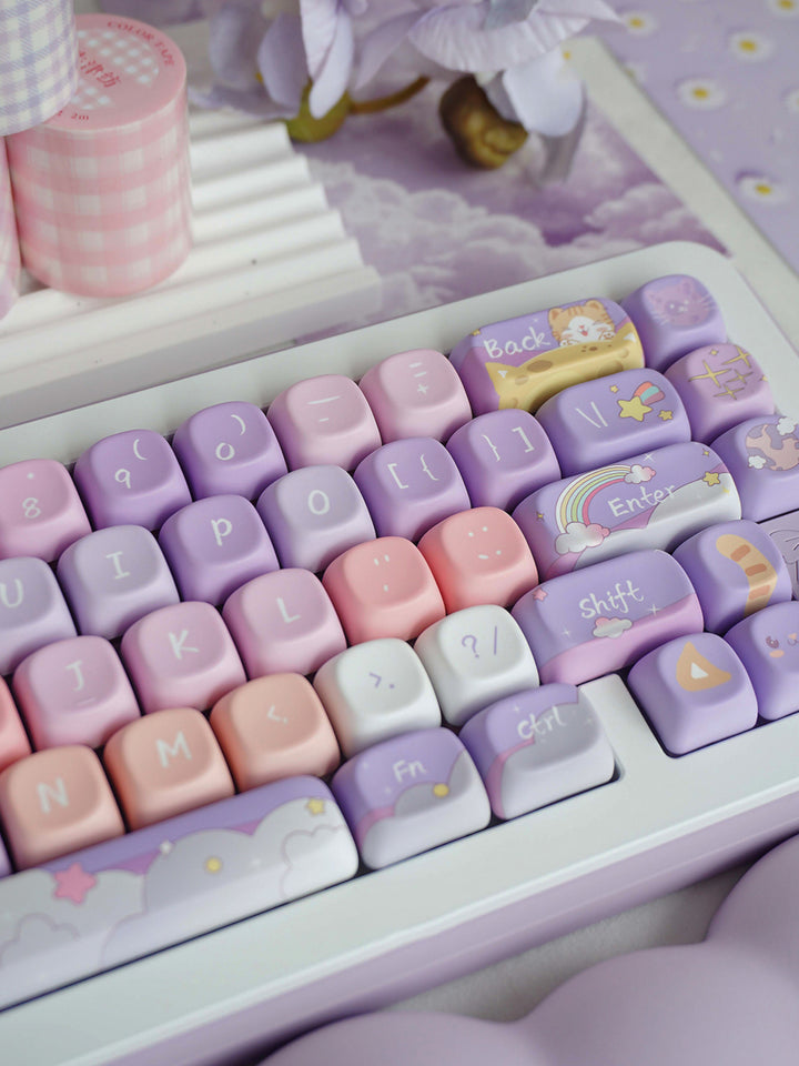 Cute Cat Keycaps Set for Mechanical Keyboards