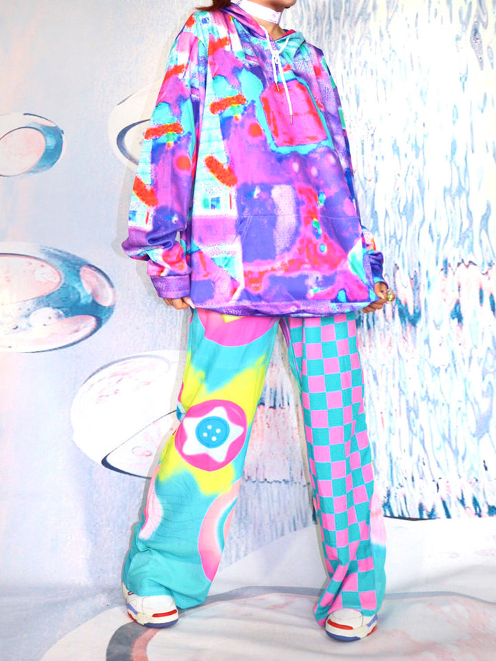 Pastel Checkerboard Wide Leg Pants