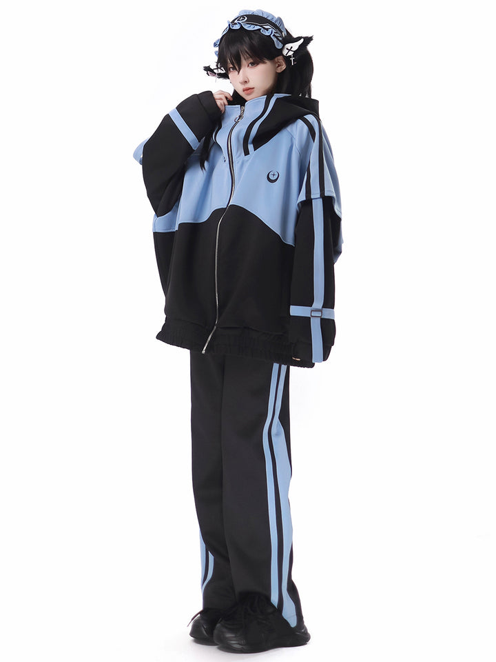 Cyber Y2K Color Block Jacket Shorts Pants Leg Warmers Headband