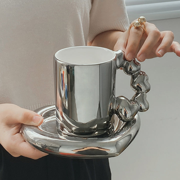 Heart Shaped Ceramic Mug and Plate