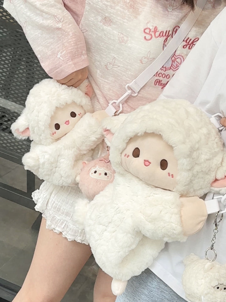 White Lamb Plush Crossbody Bag