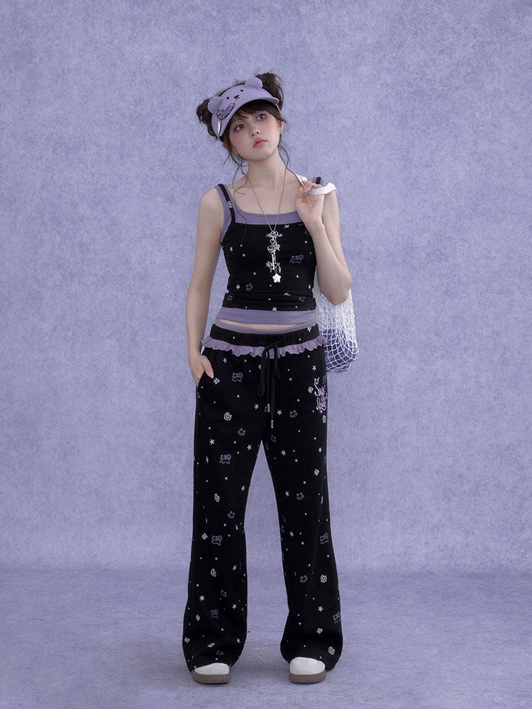 Subcul Jirai Cat Star Print Cutout Cami Top