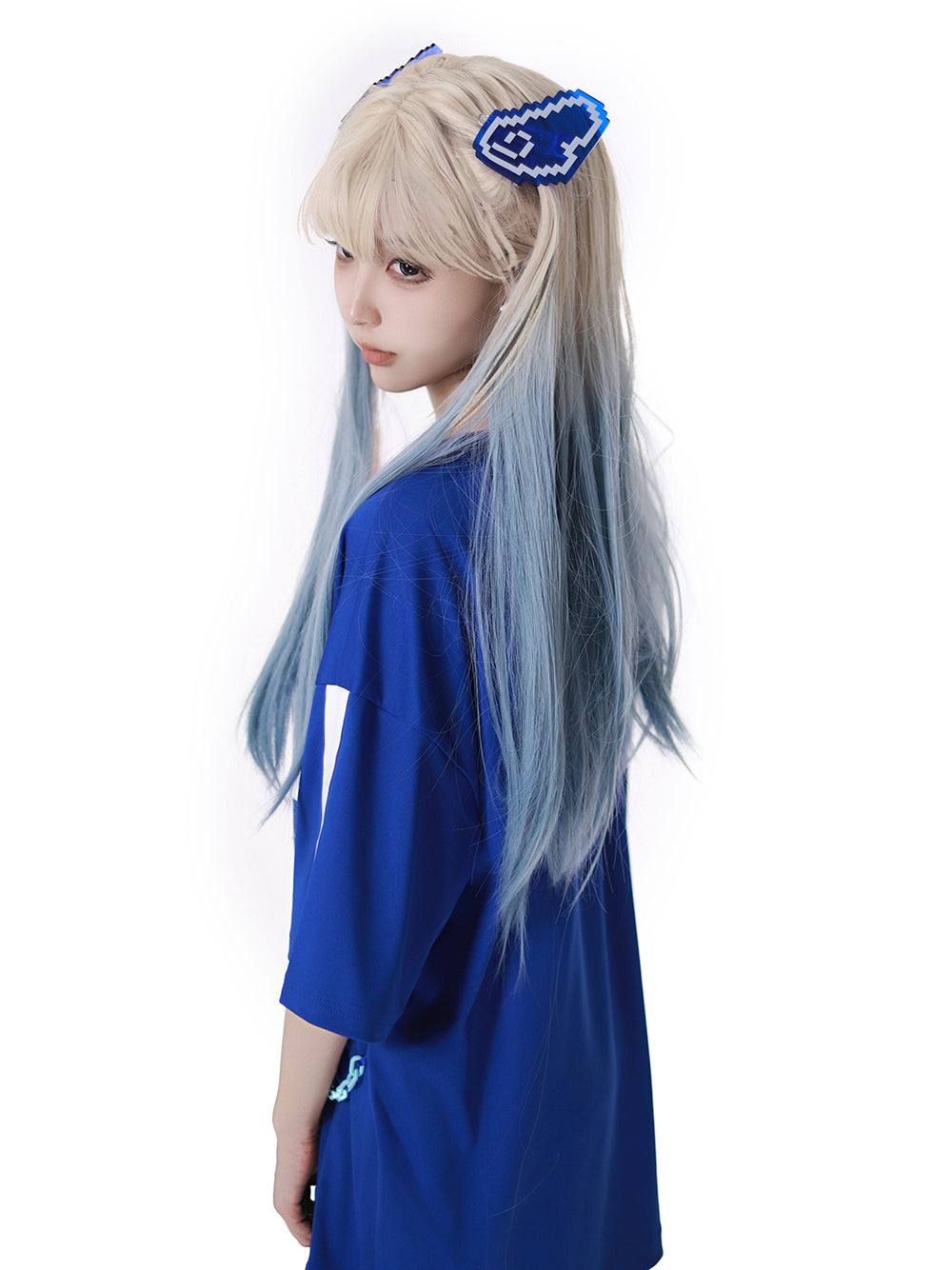 Cyber Y2K Pixel Tee Shorts Leg Warmers Hair Clip