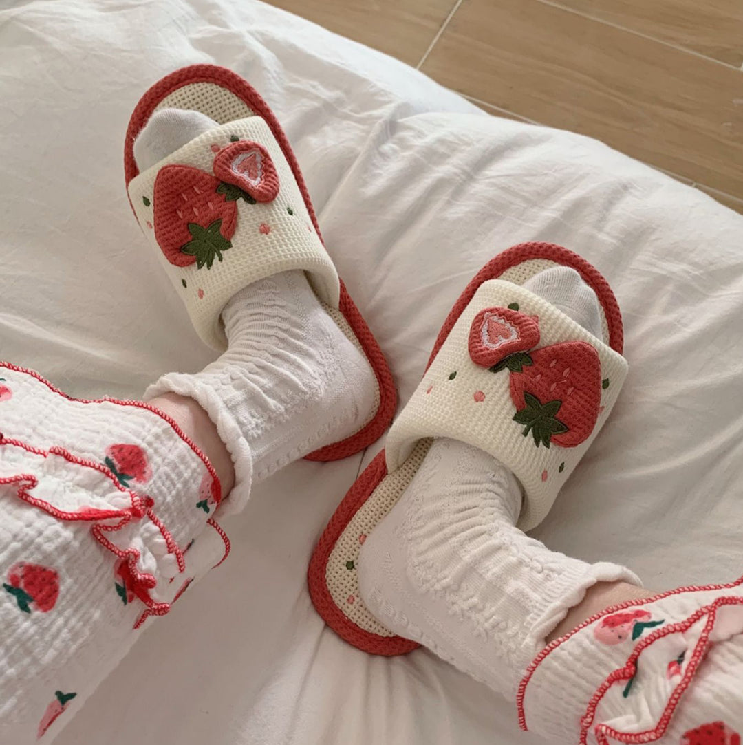 Cute Strawberry Linen Sandals