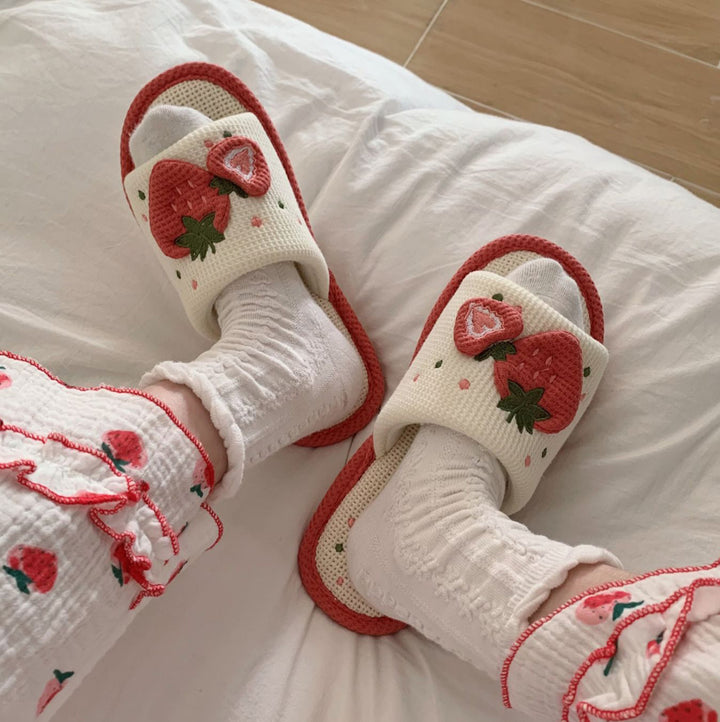 Cute Strawberry Linen Sandals
