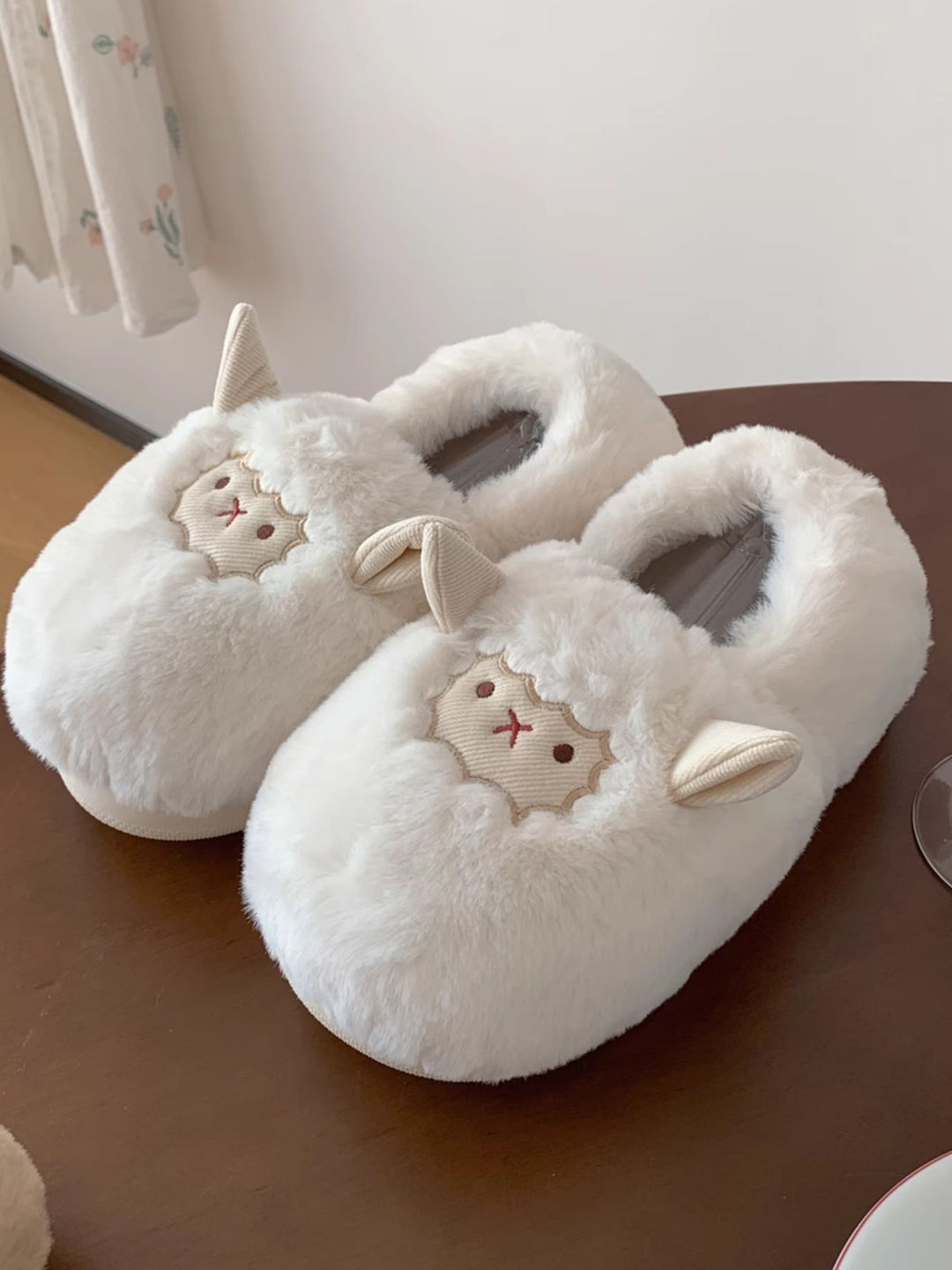 Lovely Sheep Plush Slippers
