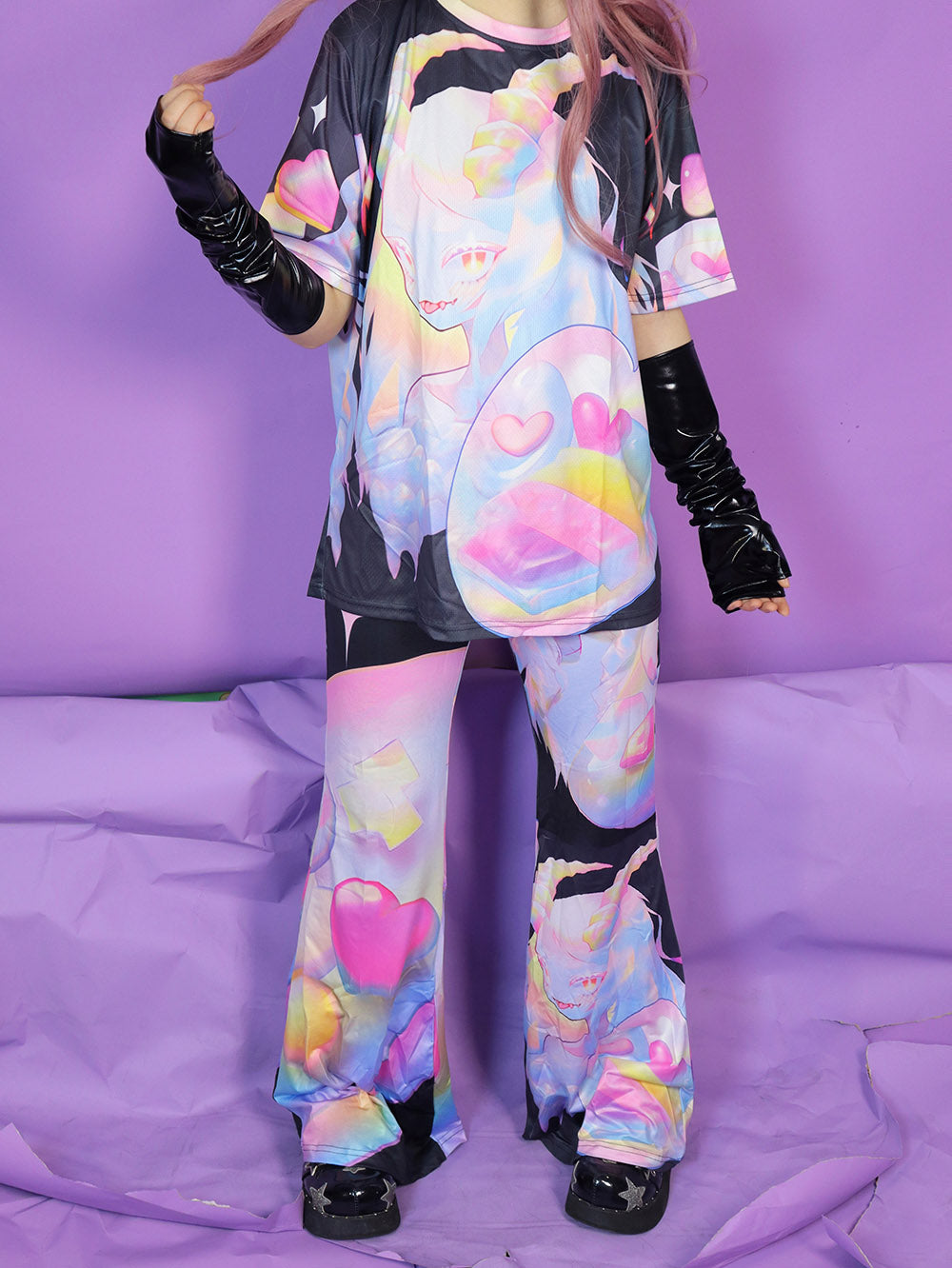 Pastel Anime Girl Flare Pants