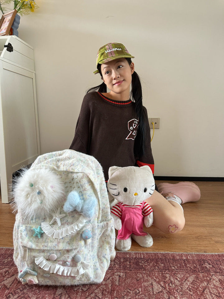 Pastel Floral Tweed Backpack
