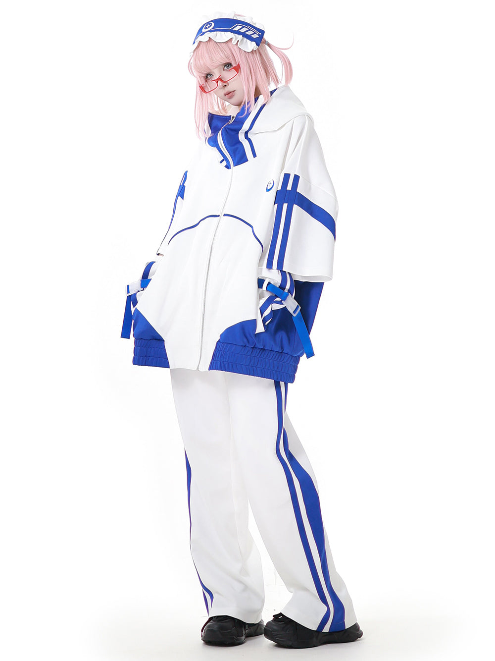 Cyber Y2K Hooded Jacket Shorts Pants Arm Sleeves Leg Warmers Headpiece