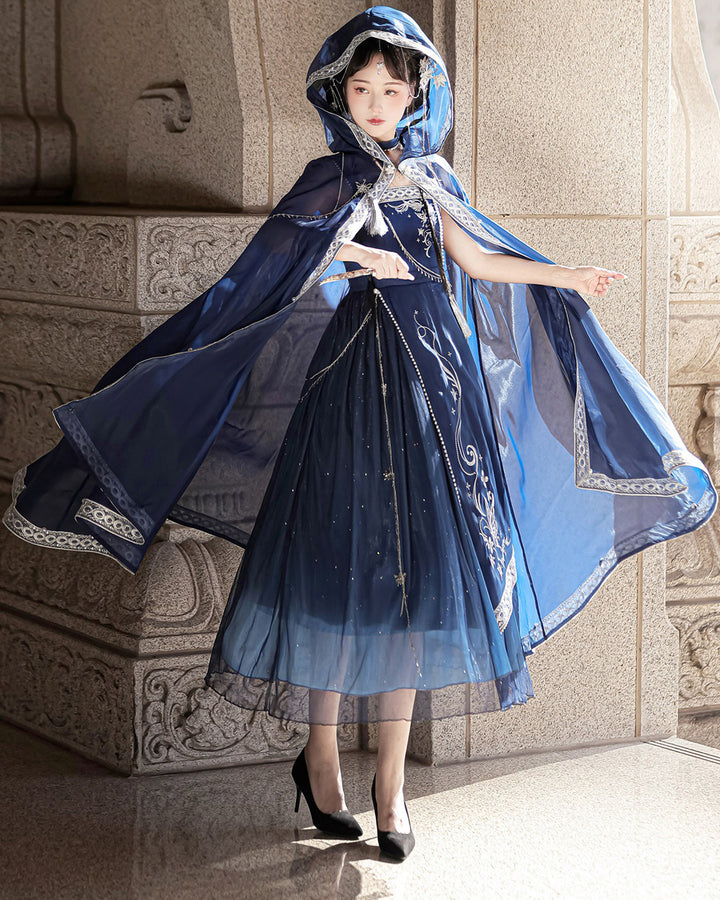 Eternal Day Priestess Blue Cloak Dress with Accessories