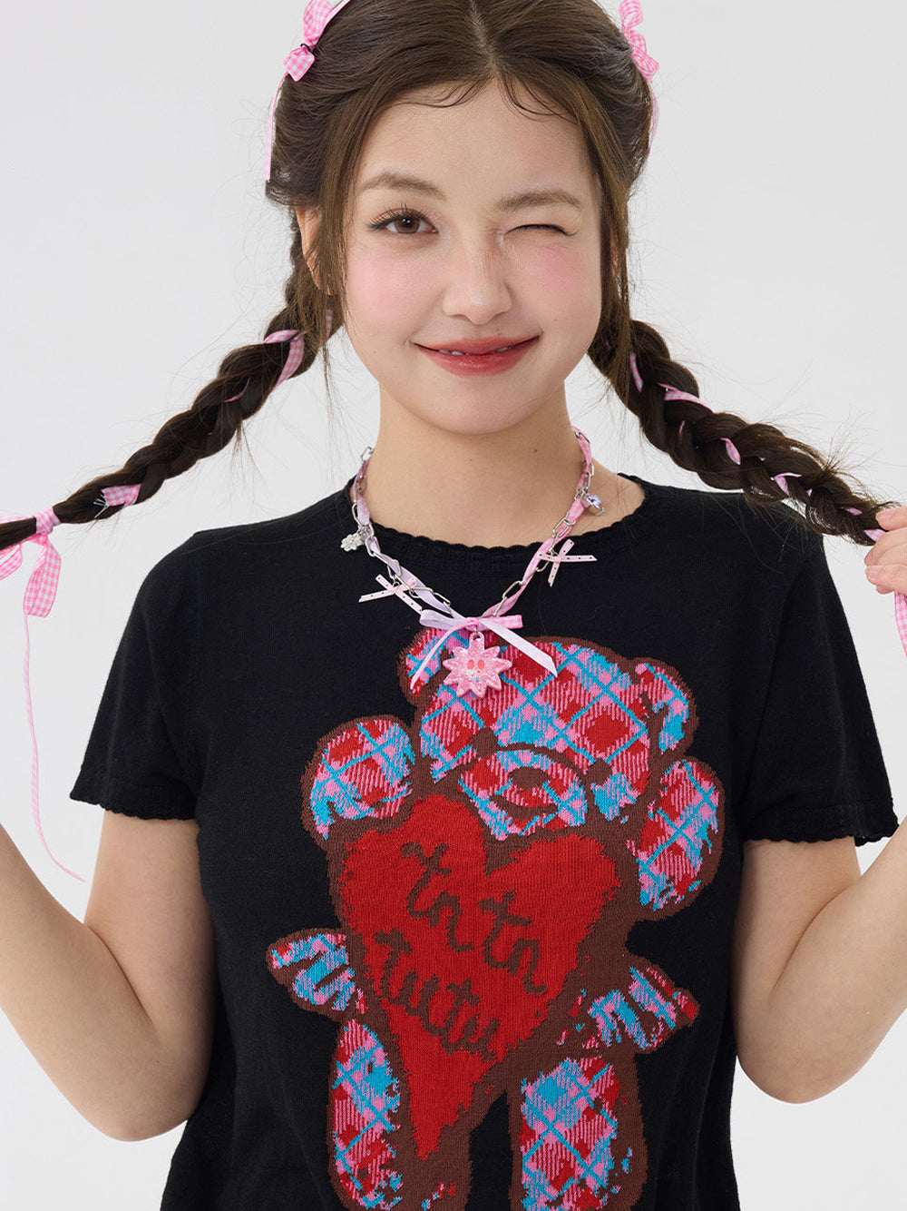 Pink Ribbon Star Charm Necklace