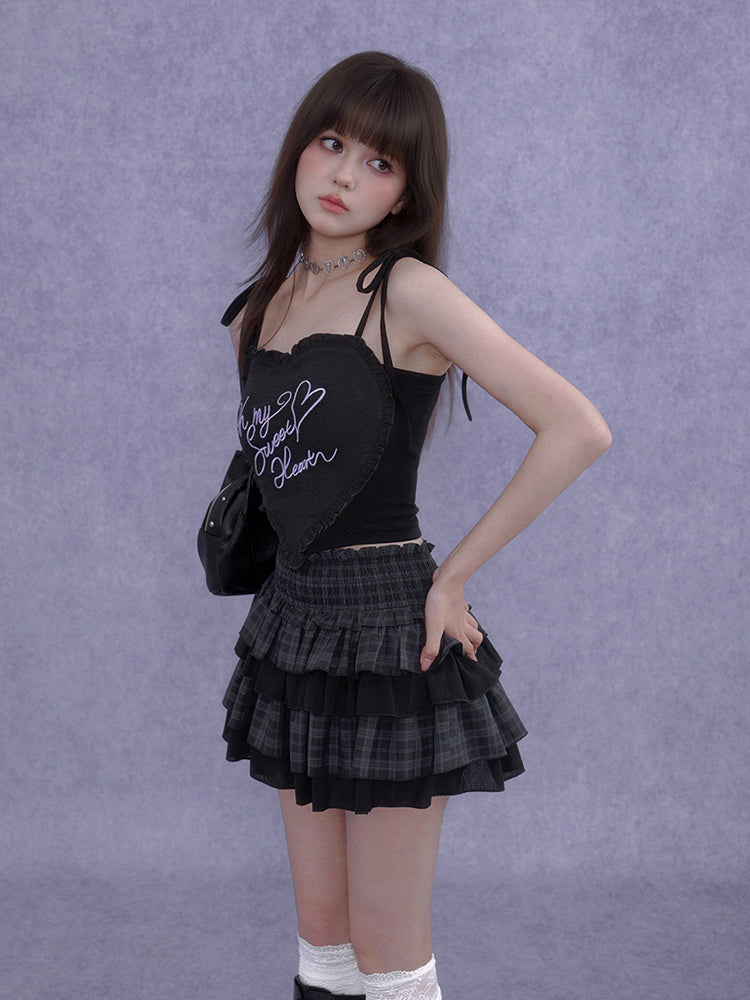 Tiered Plaid Ruffle Mini Skirt Skort