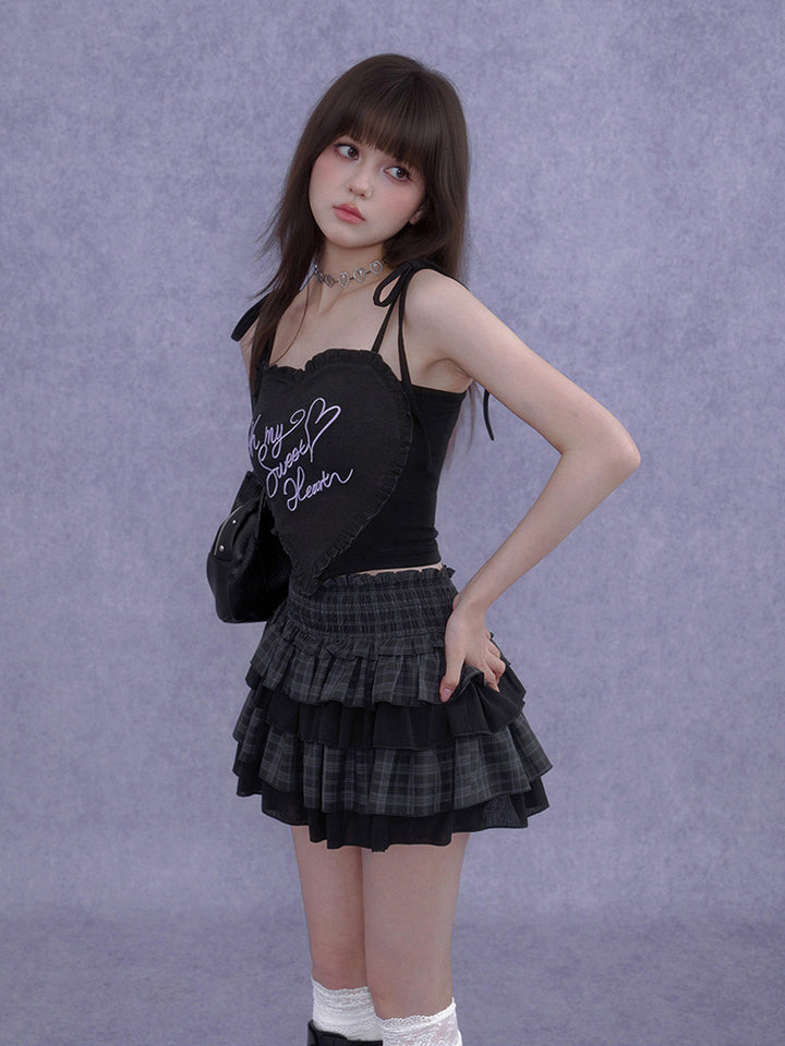 Tiered Plaid Ruffle Mini Skirt Skort