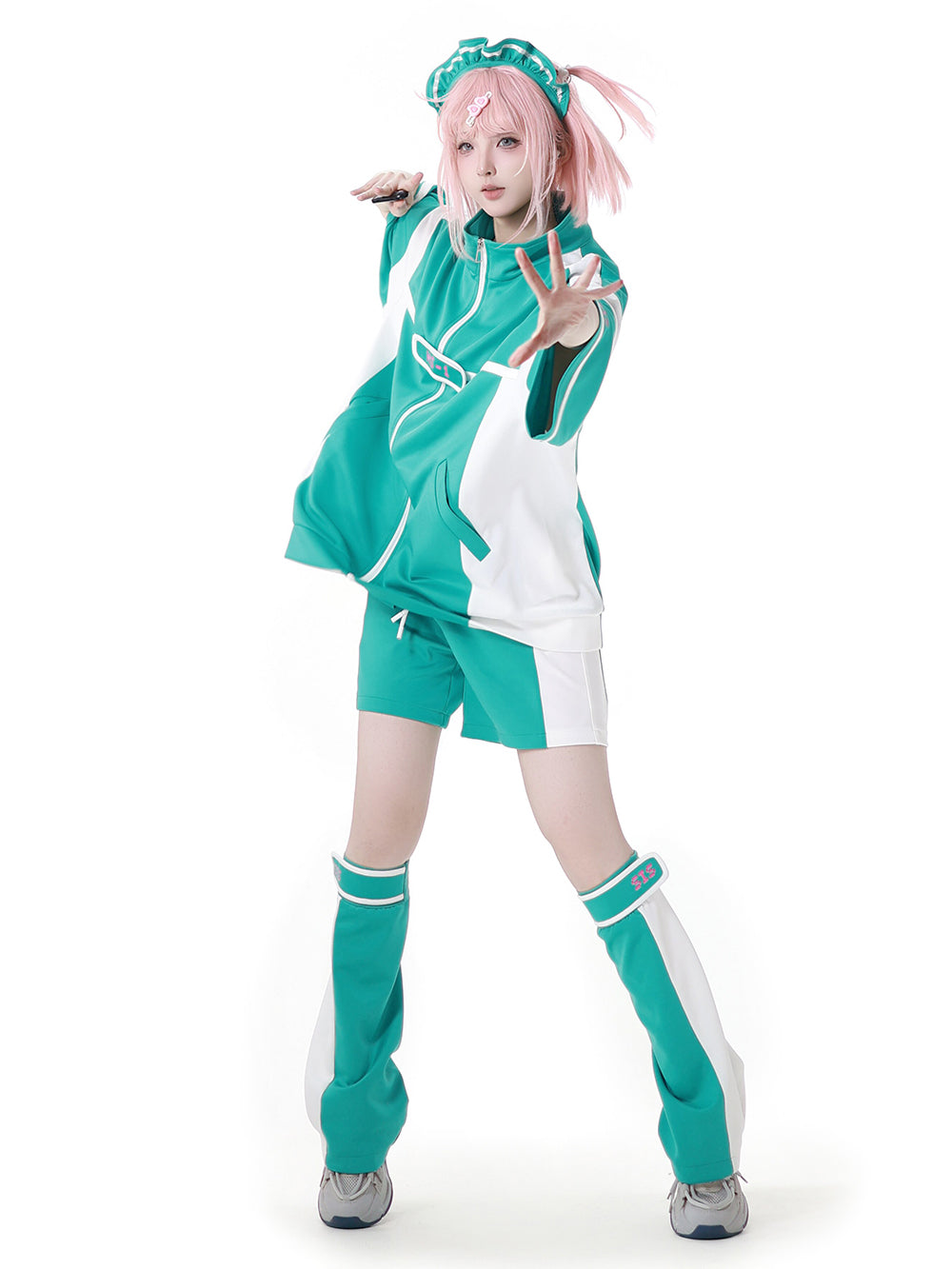Orbit Hacker Cyber Y2K Zip Jacket Shorts Leg Warmers Headband