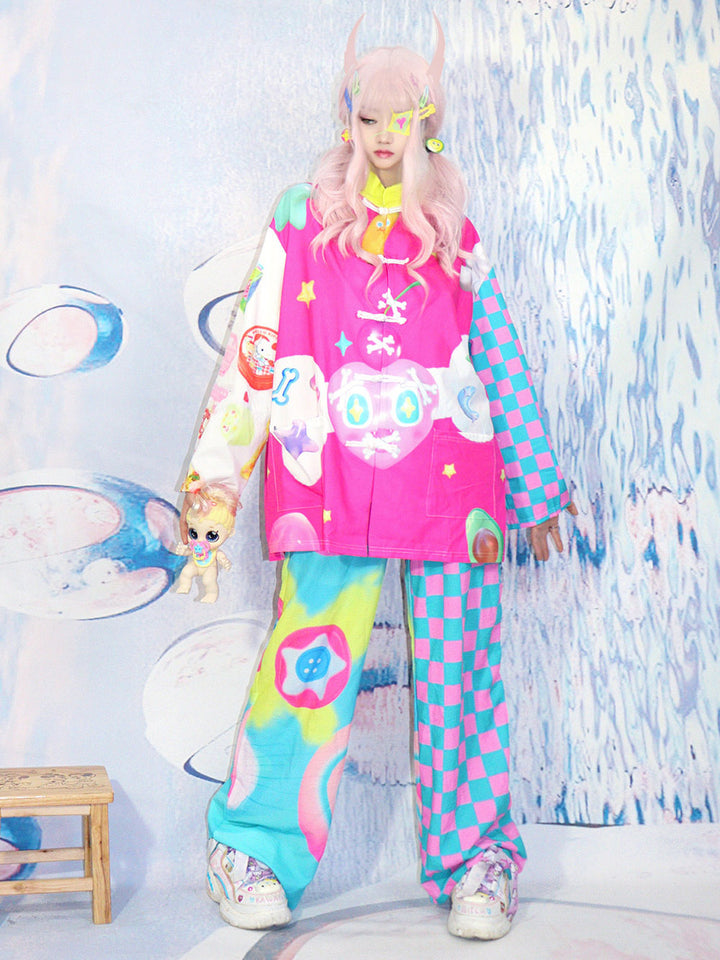 Pastel Checkerboard Wide Leg Pants