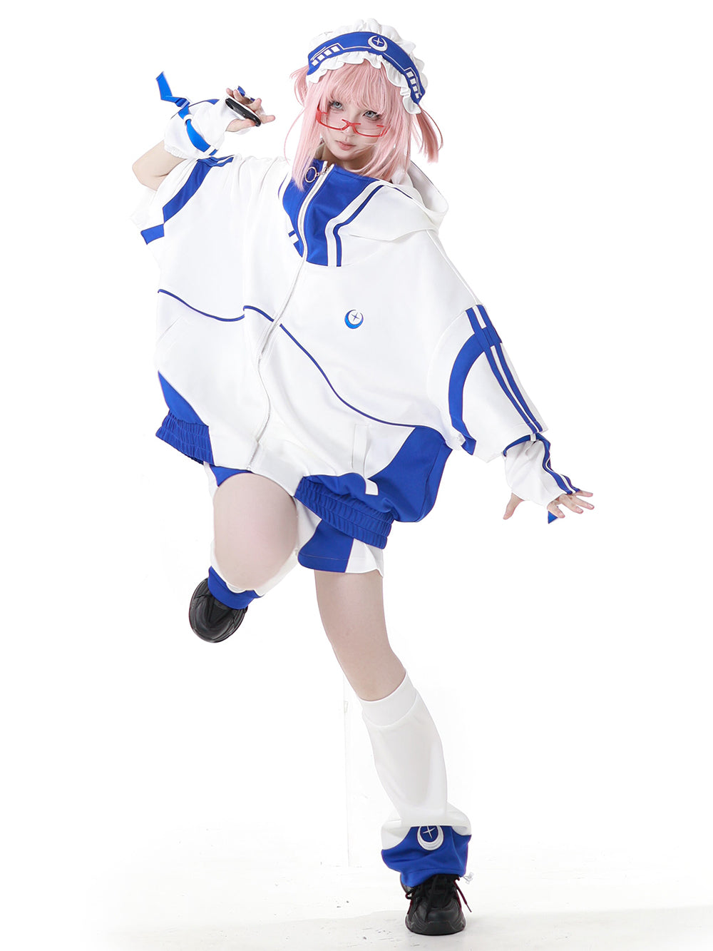 Cyber Y2K Hooded Jacket Shorts Pants Arm Sleeves Leg Warmers Headpiece