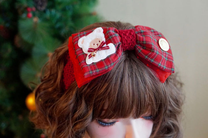 Bear Christmas Bow Headband